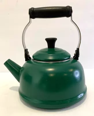 VTG Le Creuset 1.7 Qt Whistling Tea Kettle Pot Enameled Steel Green • $40