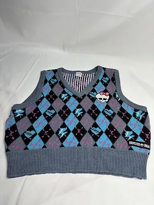 Monster High XL Argyle Sweater Vest Embroidery Skull Y2K • $21