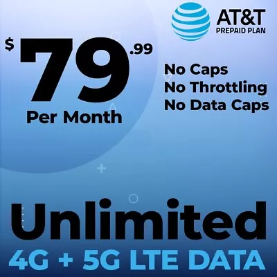 Unlimited Internet Data Plan AT&T Activated Sim Card 5G 4G LTE Hotspot Fastest • $54.99