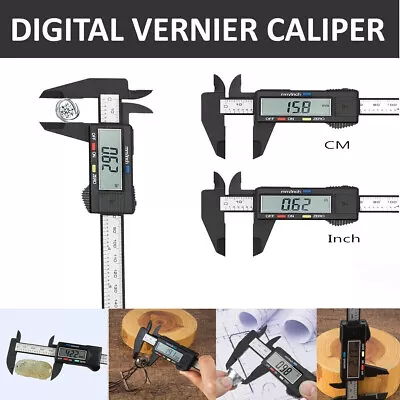 6'' LCD Digital Vernier Caliper Micrometer Measure Tool Gauge Ruler 150mm Black • £4.72