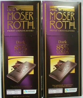 2 Moser Roth Premium Chocolate Dark 85% Cocoa 5-bar 4.4-oz Packs • $7.99