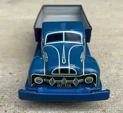 George Fischer Tin Toy Truck Friction Motor Works Germany - Blue GF Georg • $9.99