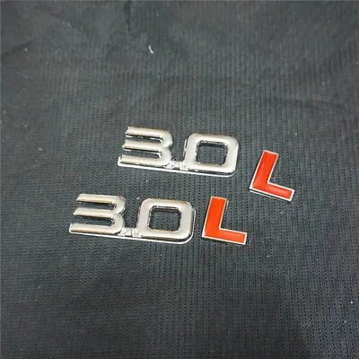 2x Chrome Red Silver 3.0L Metal Sticker Emblem Decal Badge V6 Pickup Car Edition • £13.19