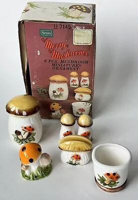 Rare Vintage Sears & Roebuck Merry Mushroom Miniatures 6 Pieces W/ Box • $99.99
