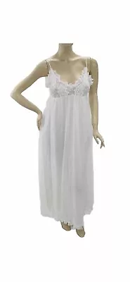 Vintage Tosca Long Nightgown White Chiffon Bridal Peignoir Gown Size Large USA • $55