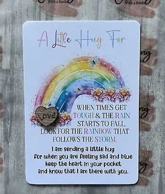 A7 Little Heart Pocket Hug A Little Hug For You..Mental Health Gift  Keepsake • £1.30