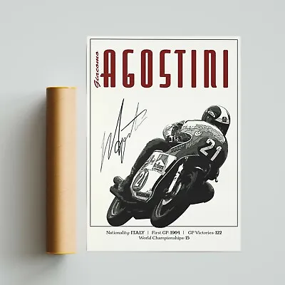 Giacomo Agostini MV Agusta 500 GP MotoGP Poster Print. A4 A3 A2 Wall Art • $36.99