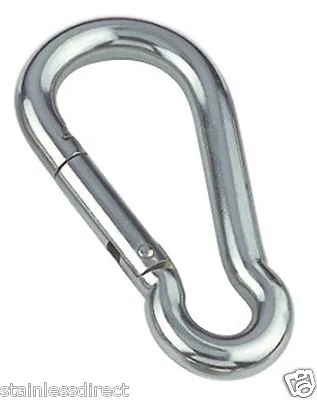 3mm X 30mm CARBINE HOOK/SNAP HOOK STAINLESS (SAILING DINGHY/SAILING YACHT/KAYAK) • £2.05