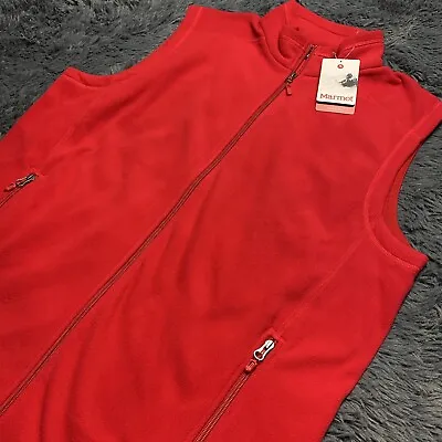 Marmot Rocklin Fleece Vest Men’s Team Red Full Zip Sleeveless Zipped Pockets XL • $43