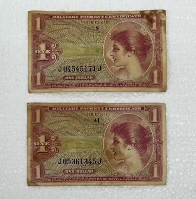 Qty 2 1965-68 Vietnam Issued Military Payment Certificate Dollar Series Currency • $15