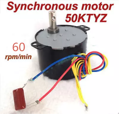 Synchronous Motor 50KTYZ AC 220V 240V 50/60Hz 60rmp/m CW/CCW 6W Torque 1.2kgf.cm • $15.38