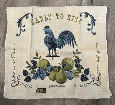 Vintage Kay Dee Hand Prints Linen Kitchen Towel  W/ Foil Label Rooster 31x17 • $9.99