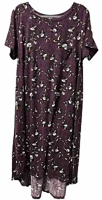 LuLaRoe CARLY Dress DISNEY Minnie Mouse Dark Purple Sz Large • $24.99