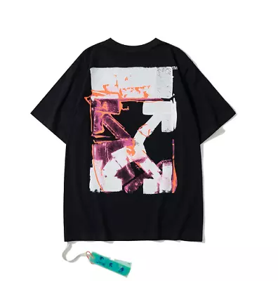 OFF WHITE Short-Sleeved Flame Ink Arrow Print Male Female Youth Loose T-shirt UK • £18.99