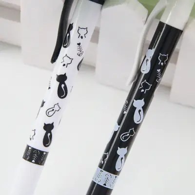 £2.89 • Buy Cat Pen Gift White Black Blue Ballpoint 0.5mm Kitten Stationery Writing Pens UK