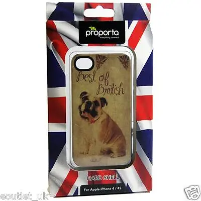 Union Jack Bulldog UK British Design Case Cover For IPhone 4 4S BRAND NEW • £2.75