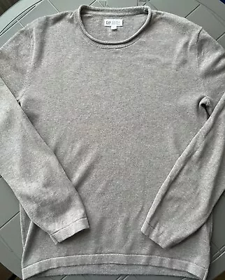 Men's GAP Crew Neck Linen/Cotton Jumper In Grey (Size M) • £13