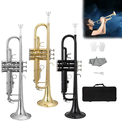 New 6 Colors Brass 3 Keys B Flat Trumpet With Case & Accessories • $88.99