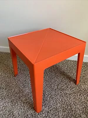 Vintage Cheinco Orange Molded Plastic Parsons Table 16” SQ Cube Mid Century USA • $60