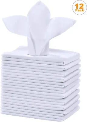 £200 • Buy 12 X White Cotton Napkins Table Linen Dinner Cloth 100% Egyptian Cotton 250 TC
