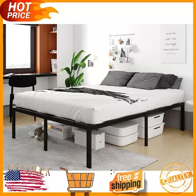 King-Bed-Frame 16 Inch Metal Platform Heavy Duty Easy Assembly Noise Free • $75.59