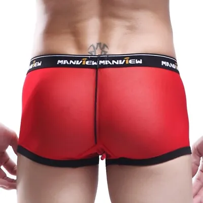 US Sexy Men Mesh See-through Pouch Boxer Briefs Underwear BreathableUnderpants  • $6.91