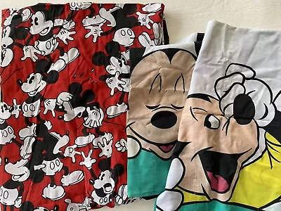 Vintage Red Mickey Mouse Disney Twin Sheet Set And 2 Pillowcases • $25