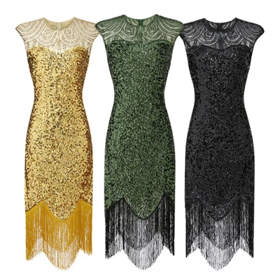 $61.20 • Buy Formal Dress For Women Wedding Guest Women's Vintage 1920s Sequin Beaded Tassels