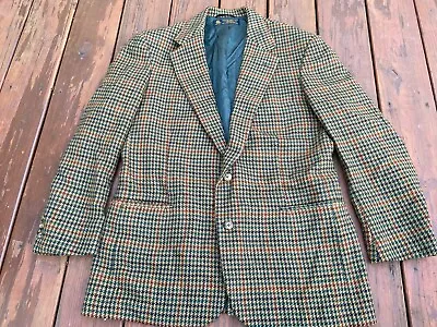 VTG 80s 90s Brooks Brothers Houndstooth Tweed 100% Wool Sport Coat  42R • $44.95