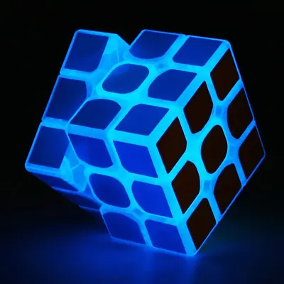 Blue Fluorescent Speed Cube 3x3x3Glow In The Dark Luminous Magic Cube Puzzle Toy • $13.21