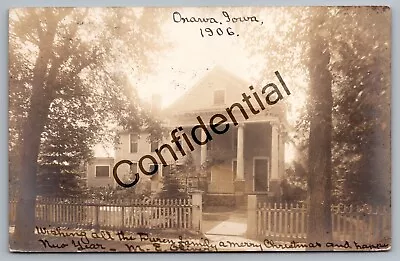 Real Photo 1906 Early Home At Onawa Iowa Monona County IA RPPC RP D590 • $19.99