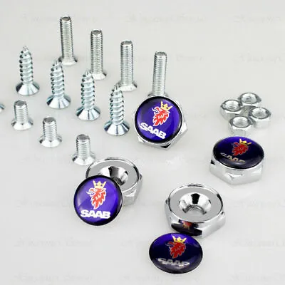 1set Car Parts License Plate Bolts Frame Screw Caps Cover Logo For SAAB New • $13.99