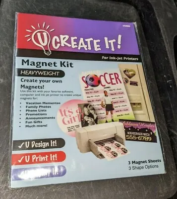 U Create It Magnet Kit NIP Create Your Own Magnets For Ink Jet Printers NEW T34 • $7.50