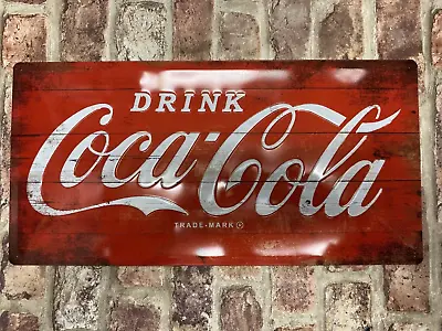 Coca Cola Retro Style Embossed Metal Sign Large Long Home Bar Mancave Shop • £20.95