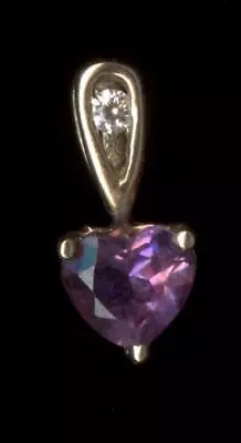 10K Fine Solid Yellow Gold 5mm Heart Cut Purple Amethyst Gemstone Pendant SF • $44.95