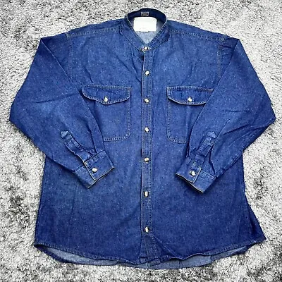 Vintage Nevada Jean Jacket Mens Medium Collarless Button Up Duel Pocket Denim • $28