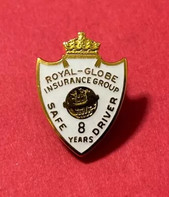Royal Globe Insurance Group 8 Years Safe Driver 3/4” Tall Gold Tone Pin • $3.99
