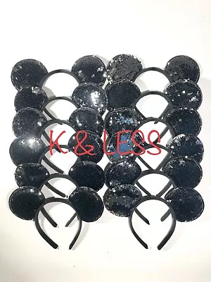 12pcs Minnie Mickey Mouse Ear Headbands Black Fish Scale Party Favors Birthday • $14.90