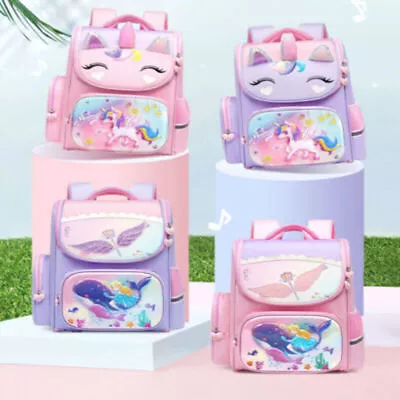 1-5 Grade Primary School Students Backpack Unicorn Pattern Girls 3D Cartoon • £25.19