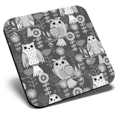 £3.99 • Buy Square Single Coaster Bw - Cute Owl Bird Wildlife  #35658