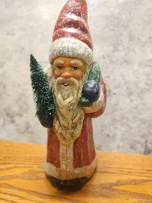 Vintage Mid West Cannon Falls Santa Claus Figure Crackle Finish 10” • $18.95