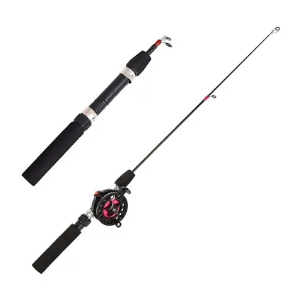 Ice Fishing Rod Reel Combo Set Outdoor Telescopic Pole Wheel Mini Fiber Portable • $16.99