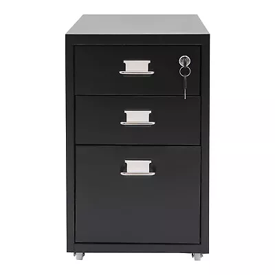 Vertical File Cabinet Metal Mobile File Cabinet With Lock Filing Cabinet 3-Tier • $85