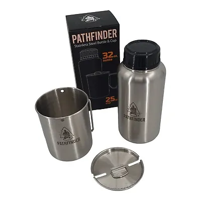 Pathfinder Stainless Steel 32 Ounce Bottle And Cup Set • $44.95