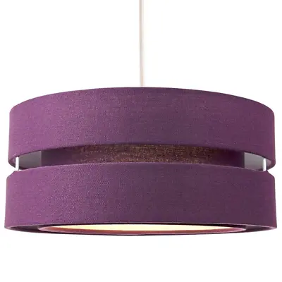 Contemporary 14  Purple Linen Fabric Triple Tier Ceiling Pendant Lamp Shade B... • £43.45