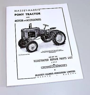 Massey Harris Pony Tractor Parts Catalog Repair List Manual Motor Accessories • $14.97