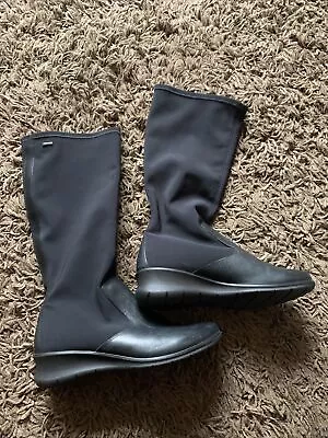Calf Length Boots Size 4 Leather & Synthetic Gore Tex By Ecco • £10