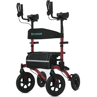 Deluxe ELENKER Rollator Walker Walking Mobility Medical Aid For Senior Red USA • $95.99