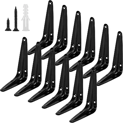 12Pack Shelf Brackets Heavy Duty Black Metal Floating Shelves Bracket 4 X 3 Inch • $15.04