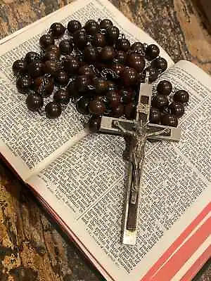 Antique Large 38” Catholic Monk Nun Habit Wood Prayer Beads Rosary • $296.25